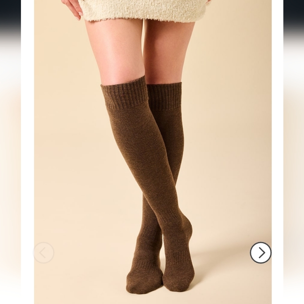 Francesca's Tall Ribbed Knit Socks in Brown